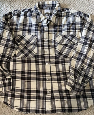 VTG GAP KIDS BLACK CREAM FLANNEL LS SHIRT GIRLS SZ XXL - Image 1 of 4