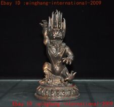 8"Old Tibetan Buddhism Bronze Gilt Tantra Ox Bull Yamantaka King Buddha statue