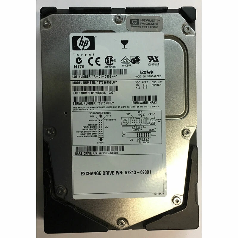 A7213-64001 - HP 36GB 15K RPM SCSI 3.5" HDD U160 68 pin - Image 1 of 1