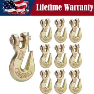 G70 5/16" Clevis Grab Hook Flatbed Trailer Transport Tow Chain Hook Pack of 10 - Picture 1 of 8