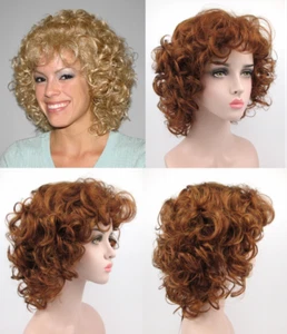 50S 60S WOMENS SHORT BIG BOUNCY CURLS CURLY HAIR WIG BANGS SABRINA GOLDEN GIRLS - Picture 1 of 13