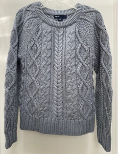 Gap Boys Small 6/7 Cotton Cable Knit Slate Blue Pull Over Sweater - Picture 1 of 6