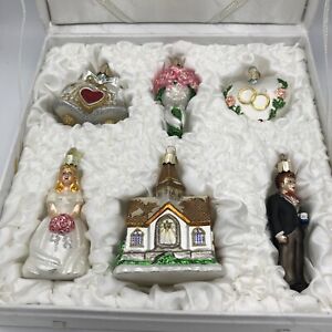 OLD WORLD CHRISTMAS Wedding Christmas Ornament Collection w/Box Set Of 6