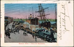 2585 ARGENTINA BUENOS AIRES BOCA DEL RIACHUELO LOCOMOTORA TREN POSTAL 1911!¡! - Imagen 1 de 2