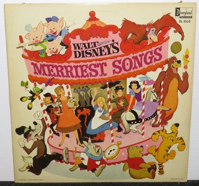WALT DISNEY'S MERRIEST SONGS LOUIS PRIMA BURL IVES (VG+) DL-3510 LP VINYL RECORD - Image 1 of 4