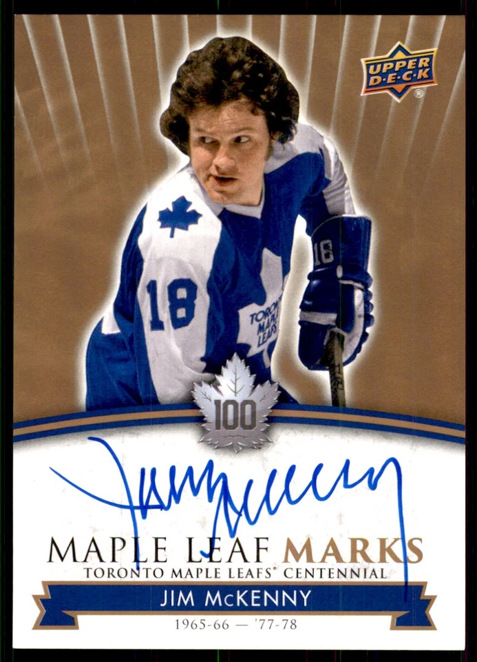 2017-18 UPPER DECK CENTENNIAL TORONTO MAPLE LEAFS MARKS AUTO JIM MCKENNY #MLM-MC - Image 1 of 2