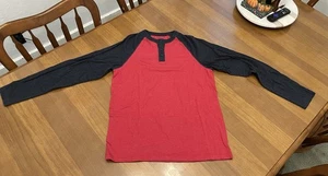 Faded Glory navy blue and red long sleeve Henley top Size 2XL - Picture 1 of 7