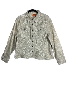 Hearts Of Palm Women's 18 Corduroy Tropical Print Button Up Jacket - Picture 1 of 7