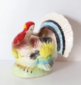 Vintage Keramik handbemalt Truthahn Übertopf Erntedank Dekor Sukkulenten - Bild 1 von 7
