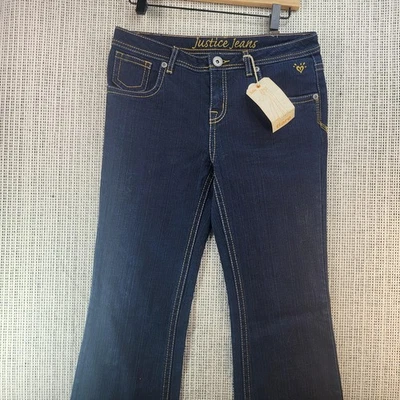 Justice Jeans Girls Youth 18R Blue Simply Low Flare Stretch Dark Wash Denim - Image 1 of 4