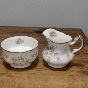 Paragon Victoriana Rose Milchkännchen & offener Zucker Set Goldrand  - Bild 1 von 8