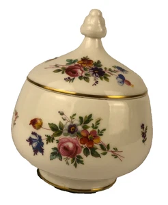 Marlow Minton Bon Bon Covered Sugar Bowl Gold Trim Floral Flowers England - Picture 1 of 6