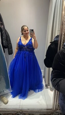 Red Carpet Ready Royal Blue Puffy Dress Size 16 Can fit bigger or smaller - Image 1 of 4