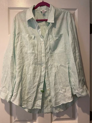 Camisa Lord & Taylor Mujer Lino Verde Menta 2X/16/18/20/XXL Foto 1 de 2