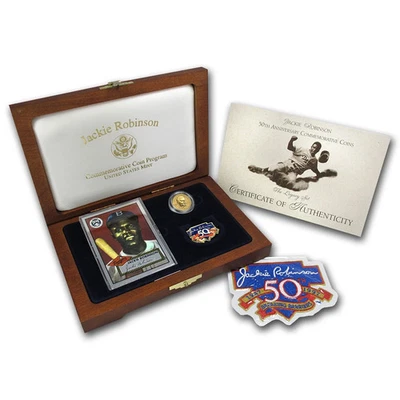 1997 Gold $5 Commem Jackie Robinson Pf Legacy Set (w/Box & COA) - Image 1 of 4