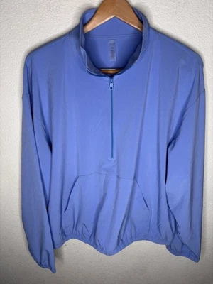 Pullover Beyond Yoga elástico tejido en zancada media cremallera flor azul talla L Foto 1 de 4