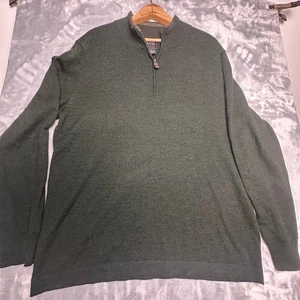 Jos A Bank Traveler 1/4 Zip Merino Wool Green Pullover Sweater Size Large - Bild 1 von 6