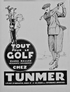 PUBLICITÉ DE PRESSE 1926 TUNMER TOUT POUR LE GOLF CLUBS BALLE COSTUMES DE SPORTS - Imagen 1 de 1