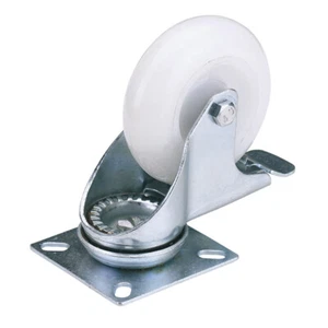 Draper Nylon Wheeled Swivel Plate Castor with Brake, 75mm or 100mm - Picture 1 of 1