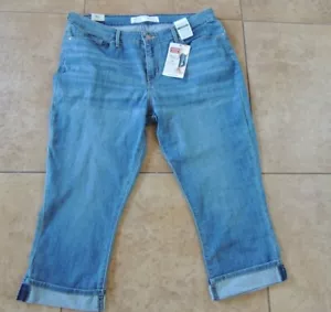 Signature Levi Strauss Jeans Womens Size 18/ W34 Blue Mid-Rise Capri Cuffed NWT - Picture 1 of 8
