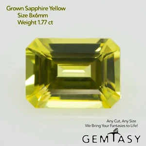Cut stone - Sapphire Yellow Czochralski (Pulled) lab grown, facet 6x4mm 0.63ct - Picture 1 of 4
