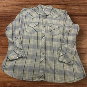 Camisa occidental vintage Miller Western Wear a cuadros con bolsillos a presión de perlas para hombre 19-34 EE. UU. - Imagen 1 de 6