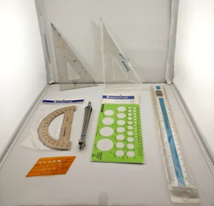 Vintage STAEDTLER Triangles, Ruler, Templates Measuring Drafting Drawing Tools - Picture 1 of 9