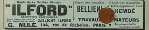 PARIS / G. MULÉ / ILFORD BELLIENI HEMDÉ / PUBLICITÉ 1909 - Picture 1 of 1