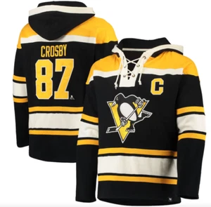 Men's Pittsburgh Penguins Sidney Crosby '47 Black Lacer Pullover Sweatshirt NHL - Picture 1 of 4