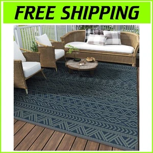 Durable 5x8 Outdoor Plastic Straw Rug - Waterproof & Quick Dry for Camping - Picture 1 of 8
