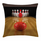 Bowling Party Throw Pillow Cushion Cover Red Skittle Ball