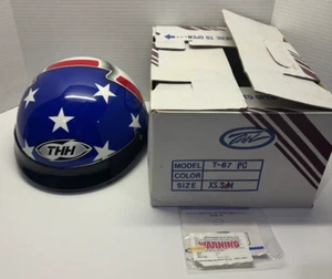 “THH” Open-Face Half-Helmet: Patriotic Red-White-Blue Flag & Stars Size Small S - Picture 1 of 9