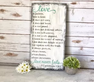 Bible Verse Sign / Love Is Patient Love Is Kind / Christian Decor / Faith Sign - Picture 1 of 6