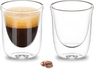 Espressotassen 2er Set, 2 Unzen Schnapsglas, Espressotassen, doppelt klar isoliert - Bild 1 von 6
