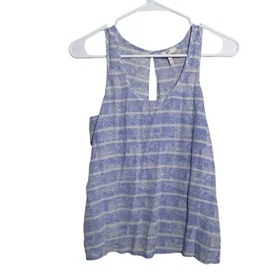 Joie Tank Top Women's XS Blue Striped 100% Silk Sleeveless Open Back Shirt - Image 1 of 4