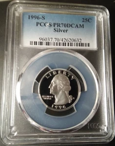:1996-S S25C WASHINGTON-QUARTER PCGS SILVER-PROOF PR-70-DCAM LOW-POP HIGH-GRADES - Picture 1 of 2