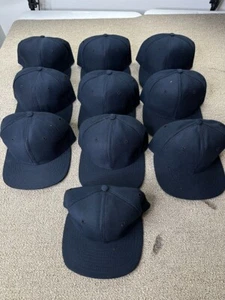 New Era Blank Hat Lot (10) Snapback Navy Blue Yellow S-M USA Customizable VTG - Picture 1 of 7