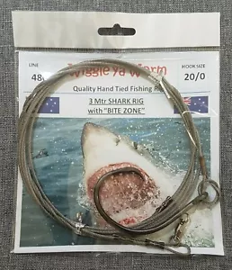 480lb Stainless Steel Wire 3m Shark trace with Bite Zone, 20/0 circle hook - Picture 1 of 18