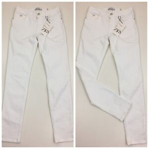 NWT ZARA Denim White Womens sz 6 Mid-Rise Cotton Stretch 5 Pocket Skinny Jeans