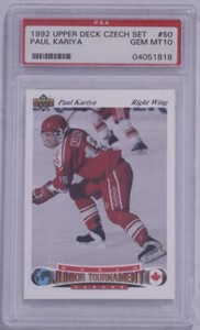 1991 Upper Deck Czech Set Paul Kariya Rookie RC #50 PSA 10 GEM MT Anaheim Ducks