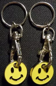 2 x Shopping Trolley Token - Smiley Gesichtsdesign - mit Schlüsselringen - Bild 1 von 3