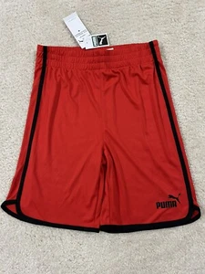 NWT Puma Boys Size M 10/12 Red And Black Athletic Shorts - Picture 1 of 3
