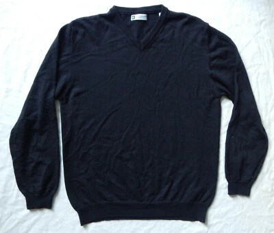 Black Pure Merino Wool V-Neck Pullover Sweater - Medium Mens Bachrach - Image 1 of 4