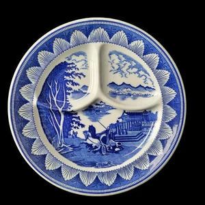Blue Willow Divided Plates Cobalt Blue Japan 10 Inch - Picture 1 of 7
