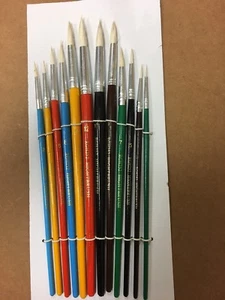 12 PIECE BRISTLE ARTIST BRUSH SET - Picture 1 of 1