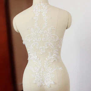 ivory bridal bolero floral tulle lace applique sew on wedding dress lace motif - Picture 1 of 8