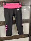 Adidas Capri Leggings Womens Small Black Pink Climalite