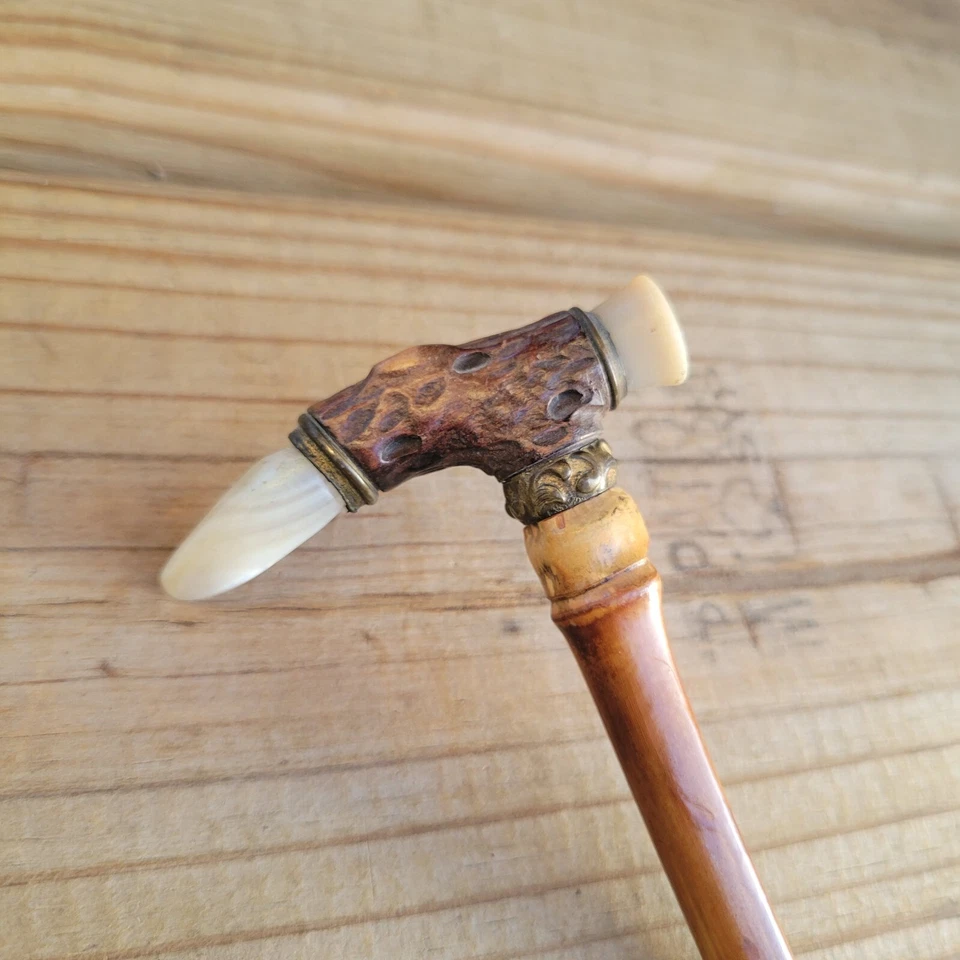  De colección. Antiguo bastón de bambú madreperla bastón decorativo arma de bastón  Foto 1 de 4