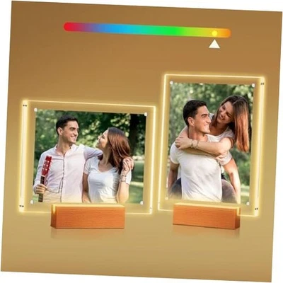 Pack 5x7 Acrylic Picture Frame with LED Light Wooden Base, Clear Magnetic 2 - Image 1 of 4