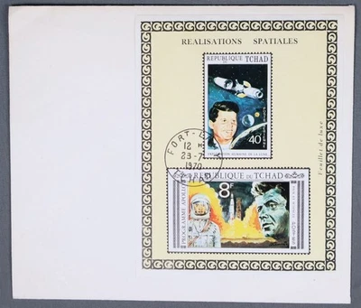 MayfairStamps Chad 1970 John F Kennedy Apolo Programa Espacial Souvenir Hoja Cubierta Foto 1 de 2